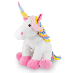 Unicórnio de Pelúcia 65 cm - Almofada Branca Com Detalhes Coloridos